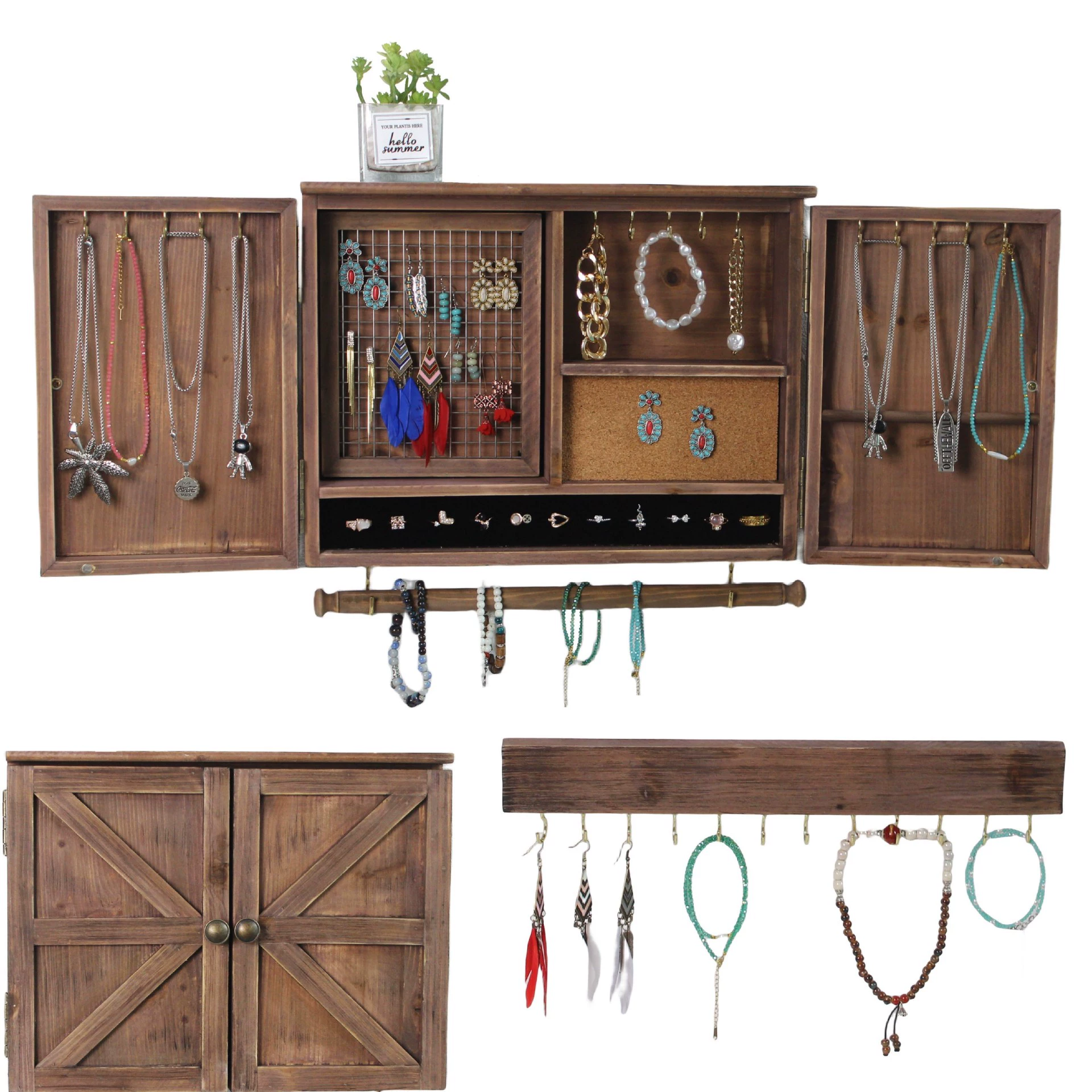 Wall-mounted Necklace Jewelry Wood Vintage — closet organizer wholesale pick on ClosetCraft